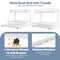 Costway Twin Over Full Metal Slats Bunk Bed Frame with Trundle, Guard Rail & Ladders White/Black